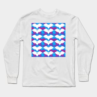 White Bats And Bows Blue Pink Long Sleeve T-Shirt